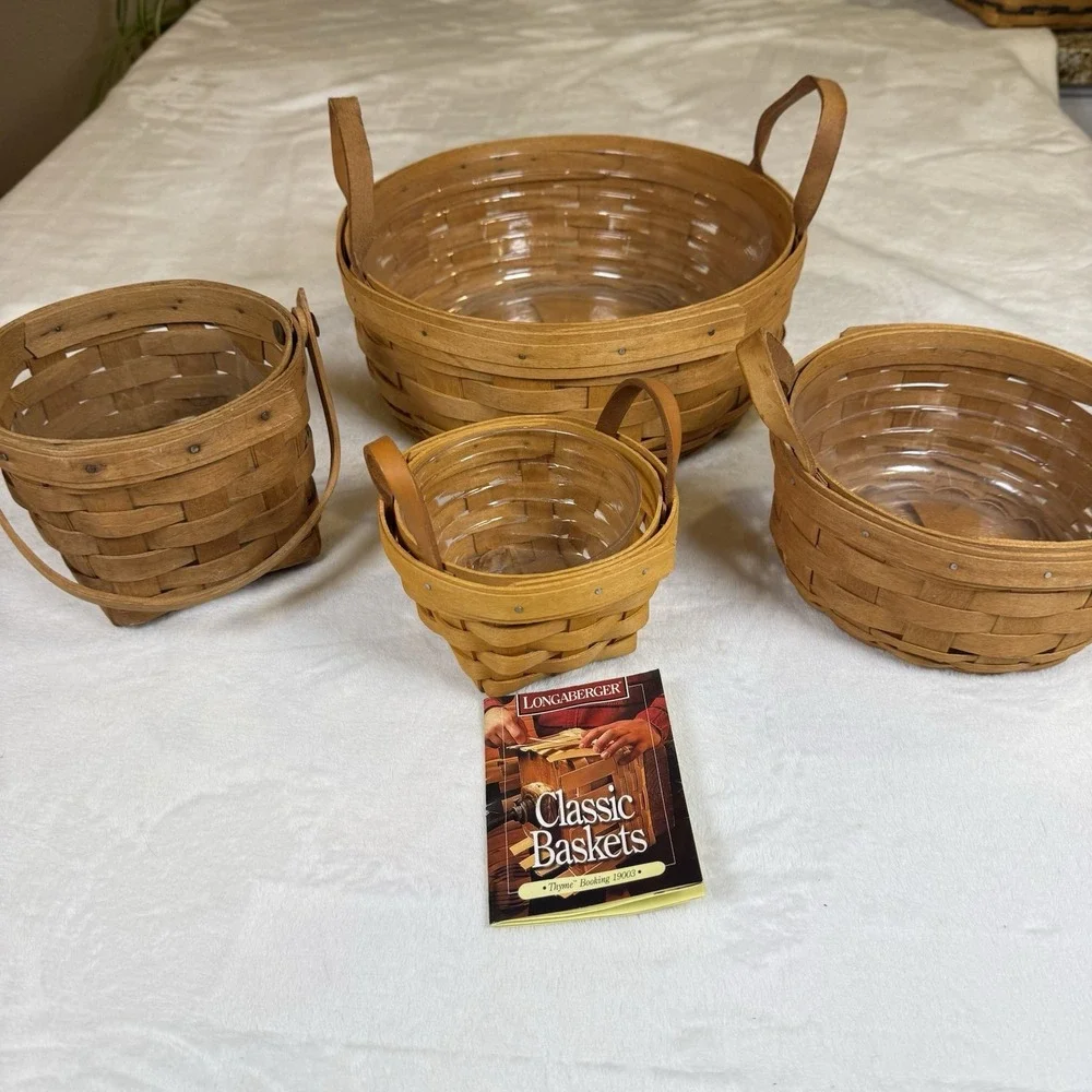Vintage Longaberger Basket Lot 4 Signed 1987 1993 1997 Dresden Ohio USA